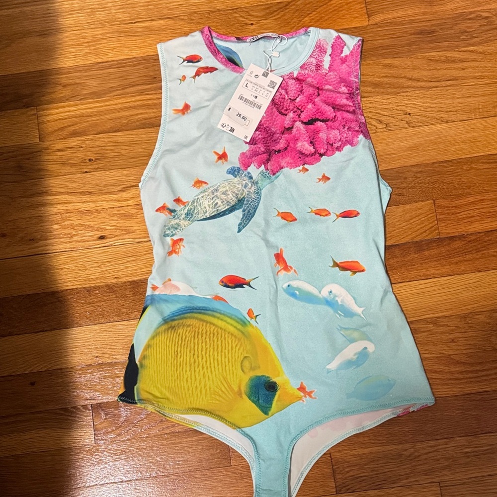 Zara Aqua  body with Ocean Life Print